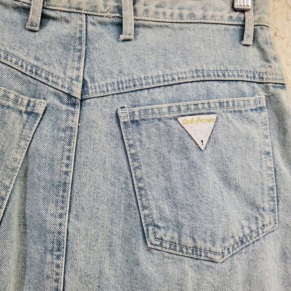 Vintage California Gold Rush Denim Skirt Womens Small Light Wash 80s Glam Rock - Picture 4 of 7